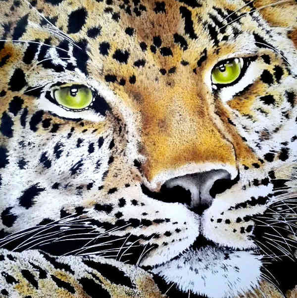 quadro realistico giaguaro a olio