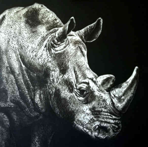 dipinto iperrealista rinoceronte