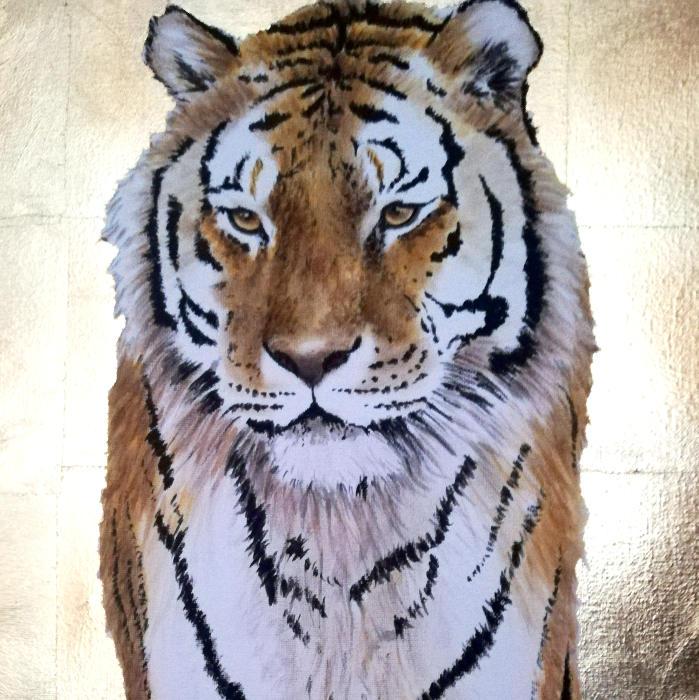 Oil and gold leaf on canvas  ( Ref. photo: Wildlife reference photos )